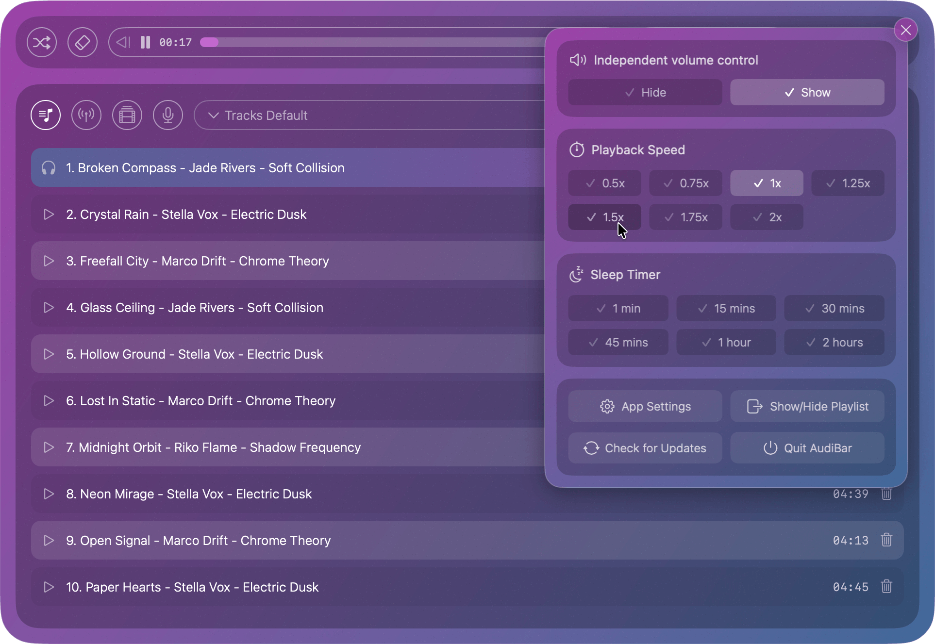 Playlist Menu screenshot
