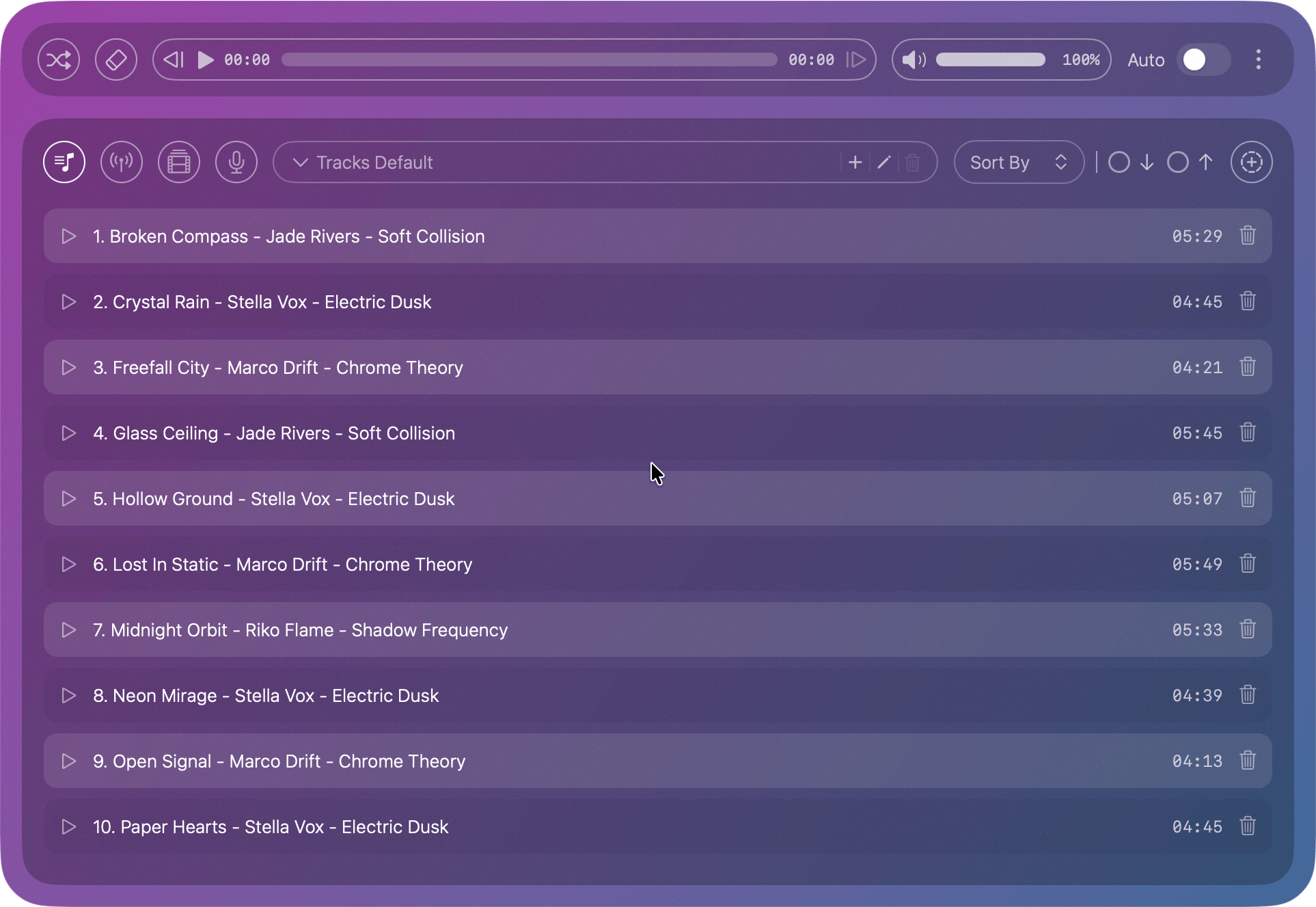 Track Playlist Panel screenshot
