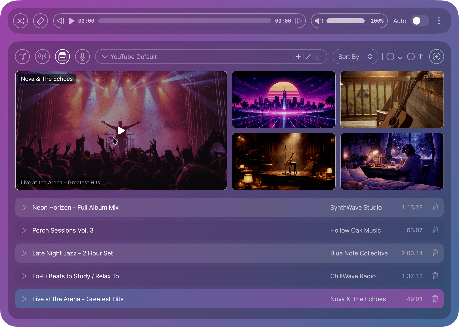 YouTube Playlist Panel screenshot